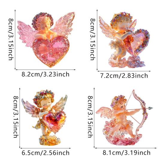 Yousheng 1/4Pcs Car Pendant Acrylic Scratch-Resistant Angel Heart Design Backpack Pendant Valentine Day Pendant Car Interior Accessor