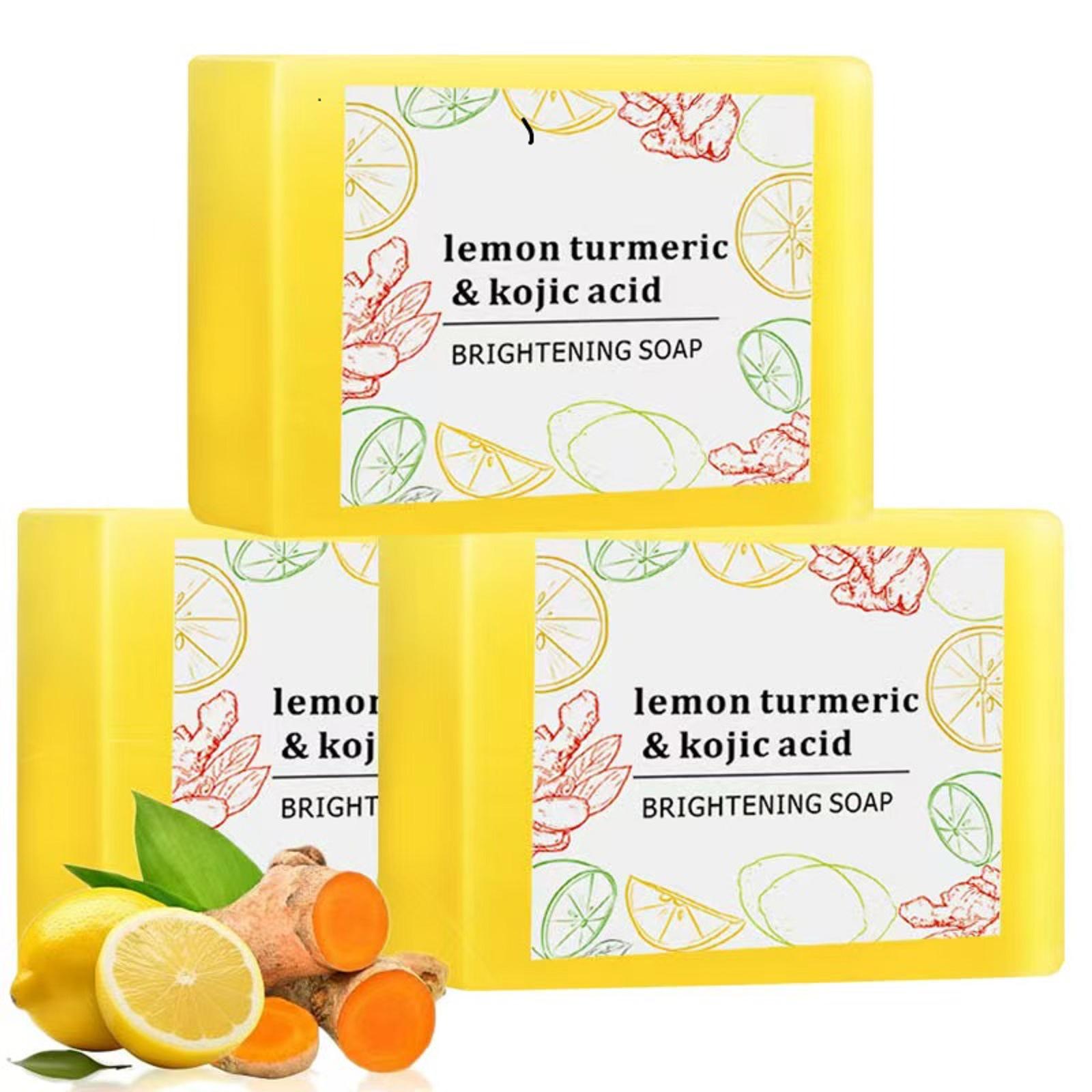 TK Style Lemon Turmeric Soap - European & American Azelaic Acid, Ginger Bath & Face Wash Soap 100g