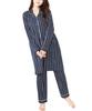 Nishiki Maternity Long Sleeves with Nursing Powder Stretch Front Long Adjustable Waist Nursing Wear Size Pajamas, Opening, Fabric, Wrinkle-Resistant,