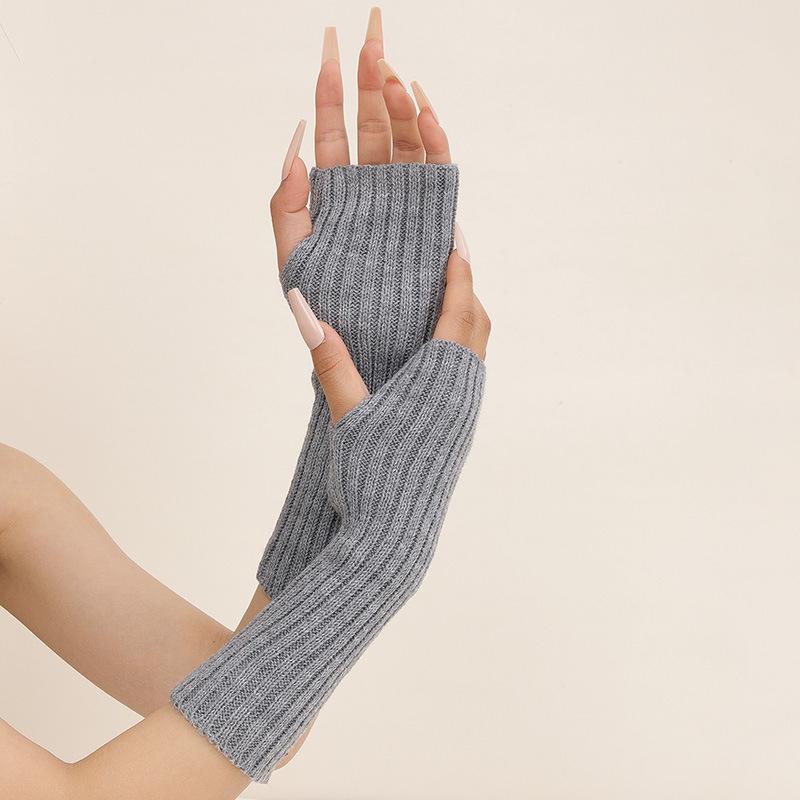 

Girls Colorful Warm Knitted Arm Sleeves Soft Stretchy Casual Long Fingerless Gloves Lolita Decoration Mitten