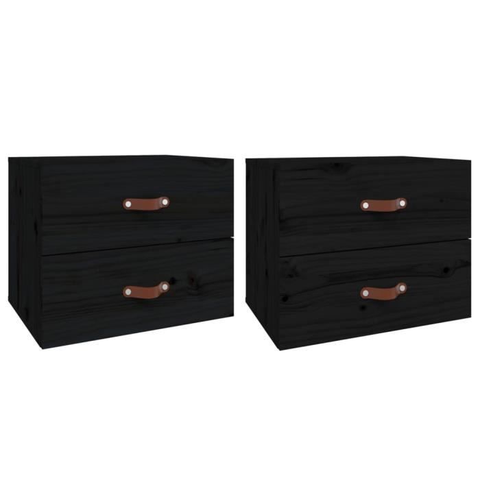 820985 vidaXL Tables de chevet murales 2 pcs Noir 50x36x40 cm