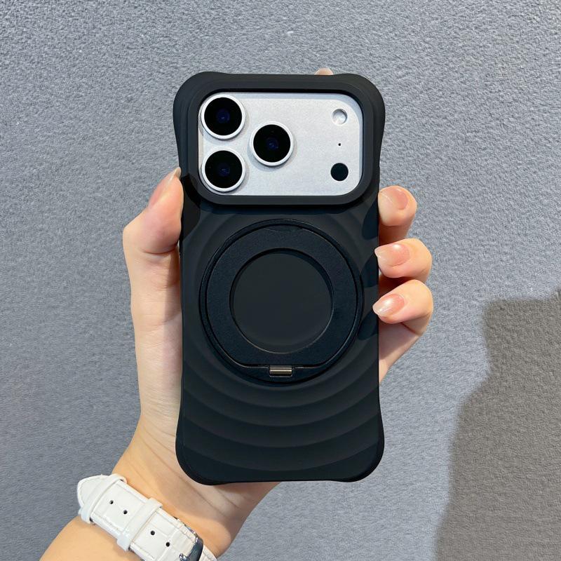 Bo Yang Liquid Silicone Magnetic Rotating Bracket Case for iPhone 17 Pro Max
