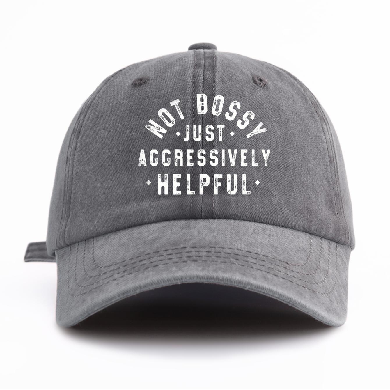 

1pc NOT BOSSY Print Washed Baseball Cap for Adults,Minimalist Retro Style Casual Soft Adjustable Dad Hat, Perfect As Gift серый