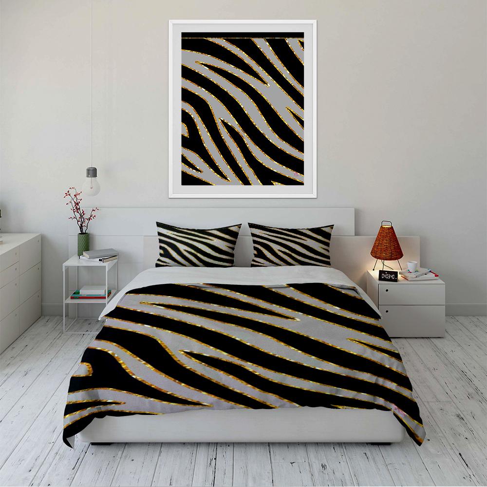 Zebra Stripe Pattern Bedding Set Bedding Set (1 Duvet Cover, 2 Pillowcases, Duvet Not Included)
