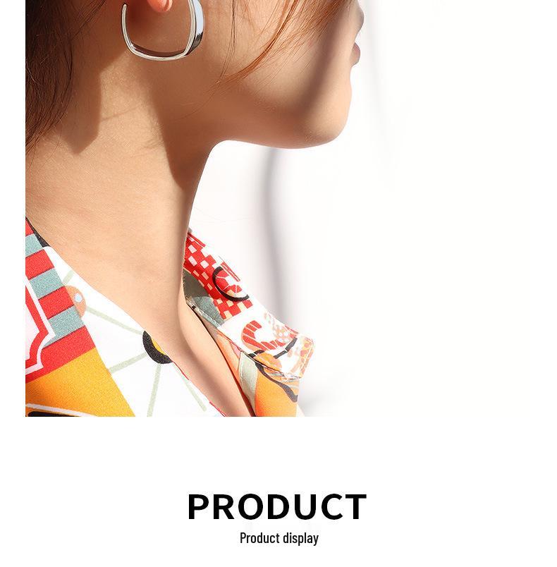 Minimalist Retro Geometric Earrings for Women - Hong Kong Style, Christmas Autumn/Winter, 18K Gold Plated Titanium Steel