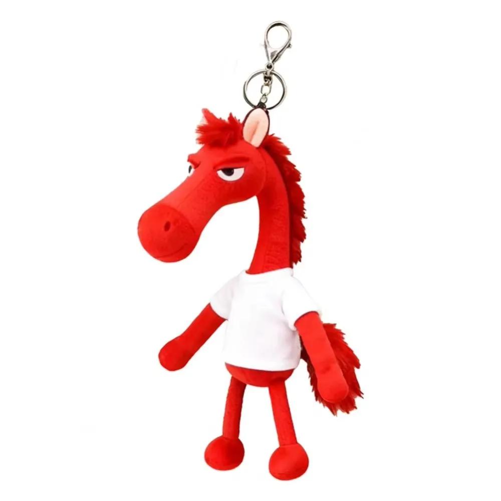 Adorable Creative Dark Horse Keychain Mascot Cute Simulation Horse Soft Chinese Style Zodiac Pony Figurine Room Decoration