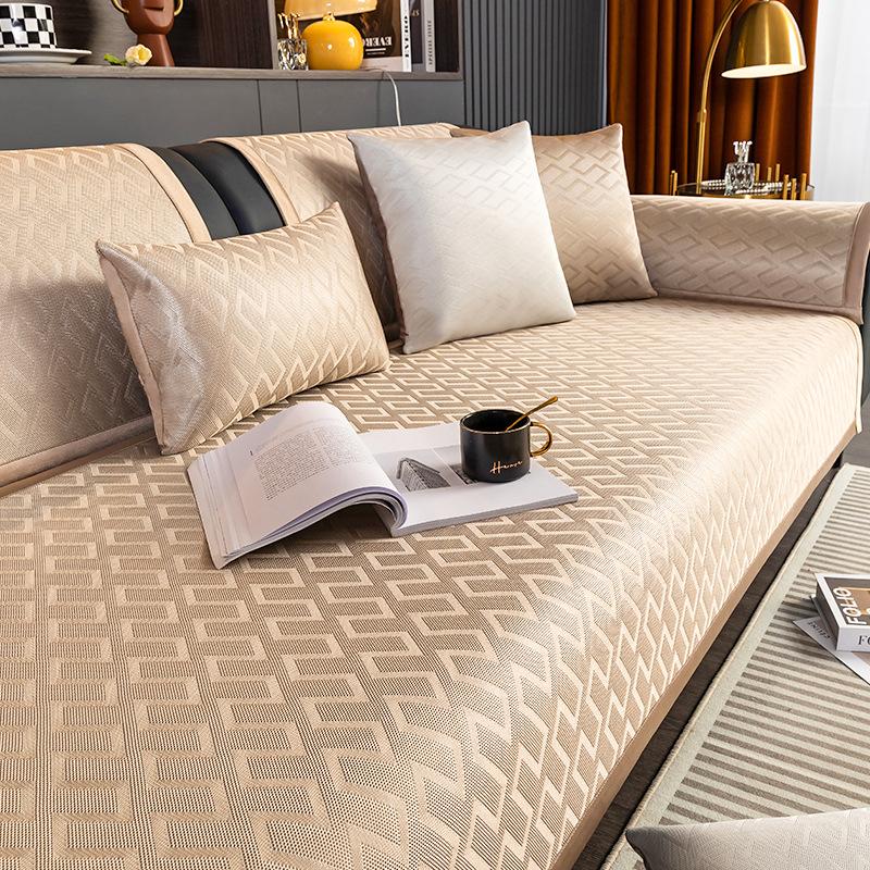 Hair Summer Ice Silk Sofa Cushion Summer Non-Slip Leather Light Luxury Mat Seat Cushion Rattan Mat Washed Ice Cushion