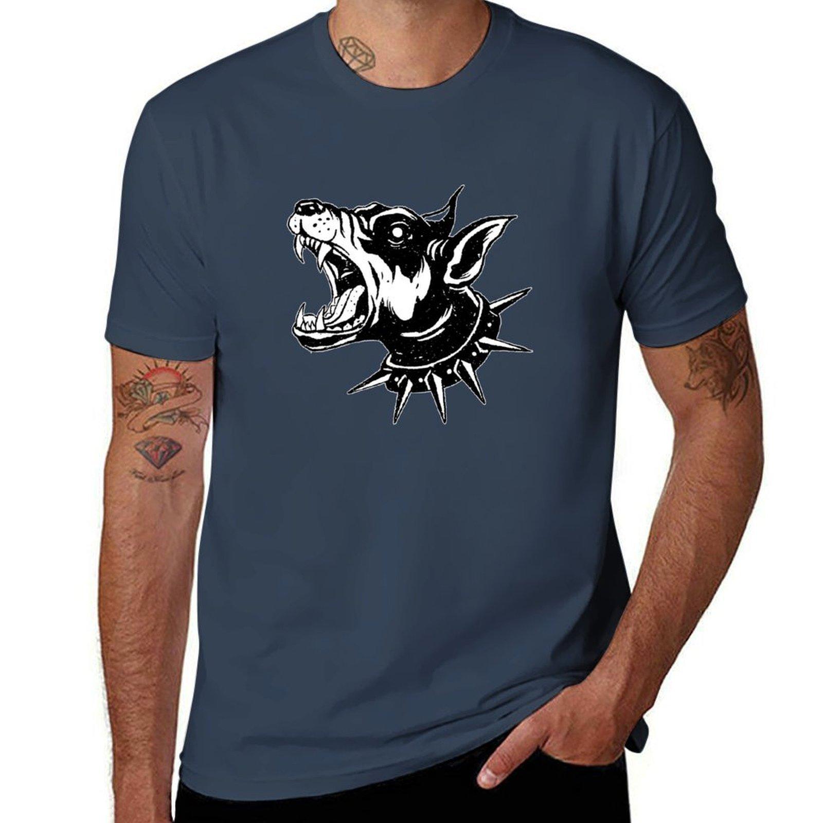 Black and White Savage Spiked DoberUnisex Dog Tattoo TShirt Dry Fit Running Short Sleeve Top S