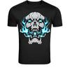 Electric Blue Flame Skull T-Shirt - Dark Horror Energy Graphic