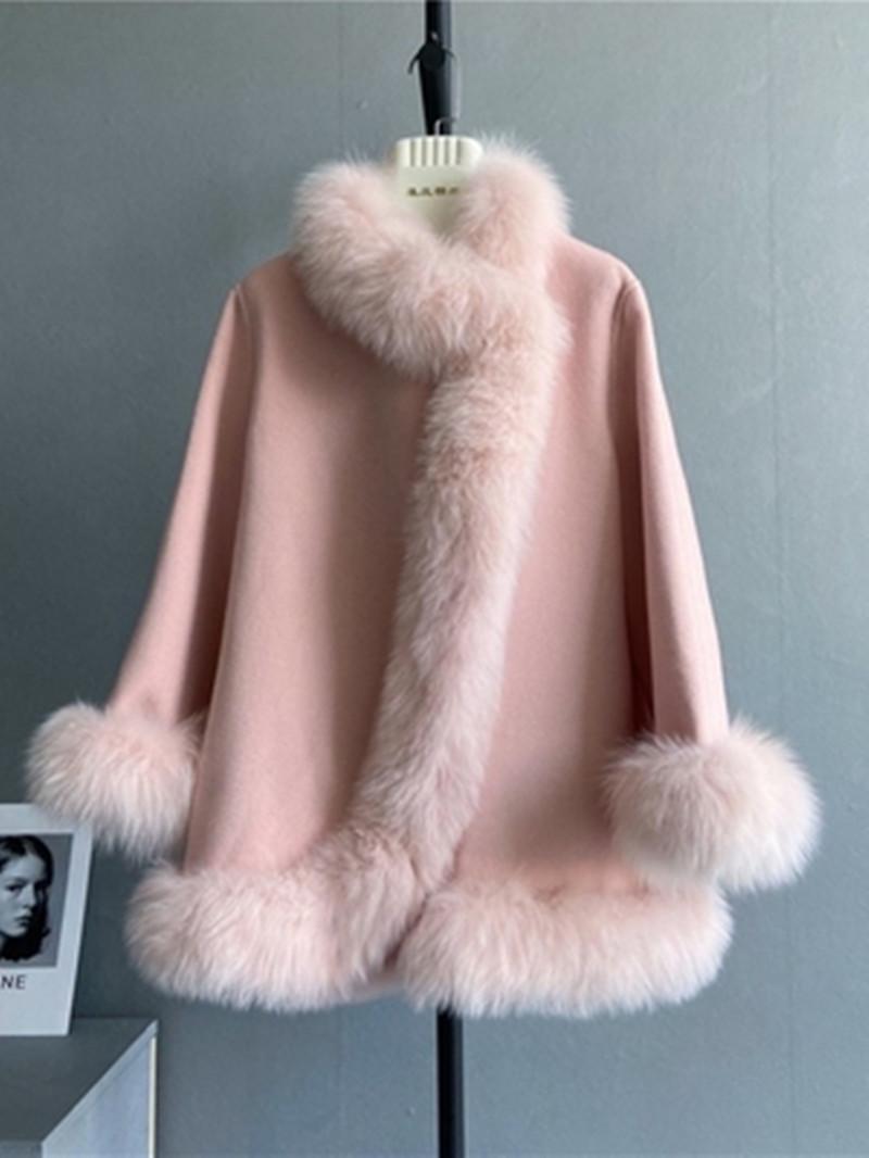 

Женская накидка-шаль из лисьего меха - Свободная пушистая куртка, Молодежный стиль Medium розовый