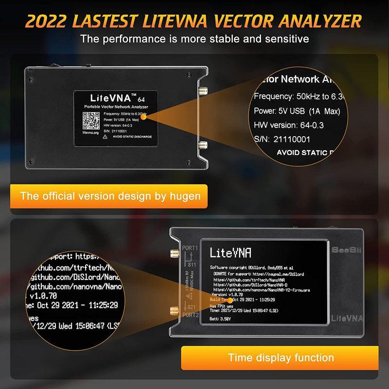Updated LiteVNA VNA Analyzer 50KHz-6.3GHz Portable Vector Network Analyzer NanoVNA 4 Inch Analyzer Measure S Parameters UHF SWR
