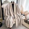 Spring And Autumn Thin Imitation Cashmere Scarf Women'S Versatile Letter Gold Line Decoration Air Conditioning Shawl Warm Thickened Scarf