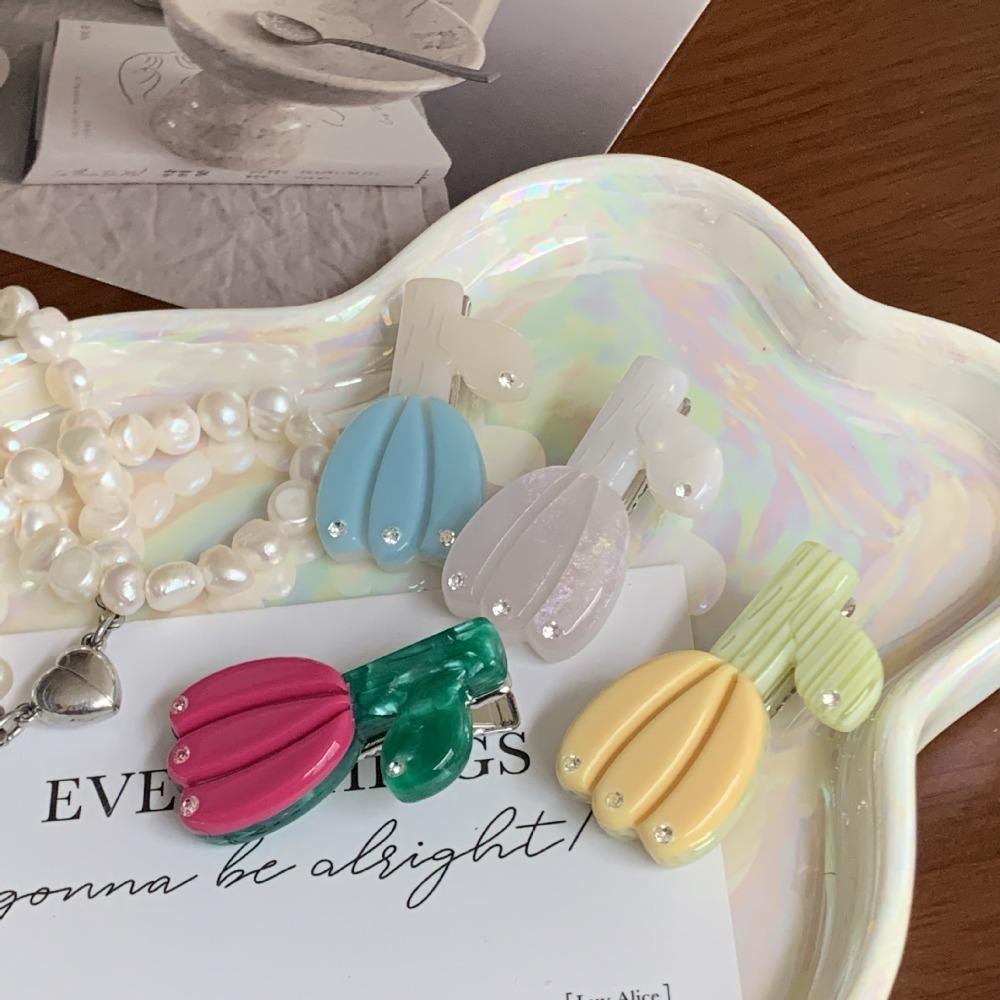 Rhinestone Acetic Acid Hairpin Korean Style Flower Barrette Cute Tulip Hair Clip Girl