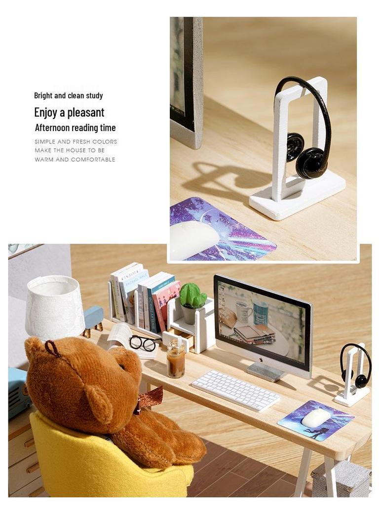 Sunny Study DIY Miniature Wooden Model - Creative Handmade Gift for Girls' Birthdays