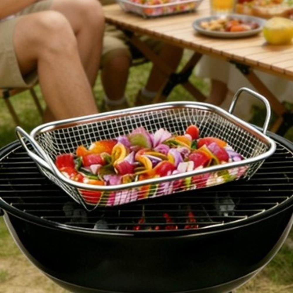 Square Drain Basket Stainless Steel Vegetable Washing Basket Barbecue Tray Home Vegetable Washing