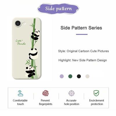 For iPhone 16e Case Panda Climbing Bamboo Pattern Printing Straight Edge TPU Phone Back Cover