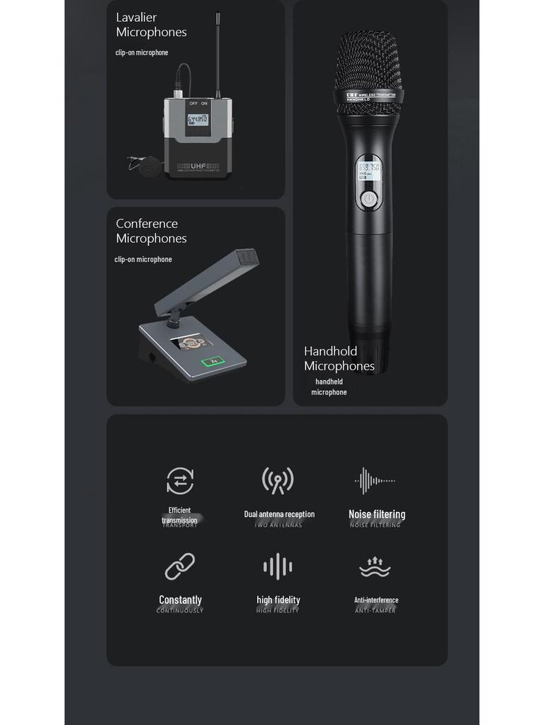 HuiDu MR-670 UHF Professional Wireless Dual Microphone Set