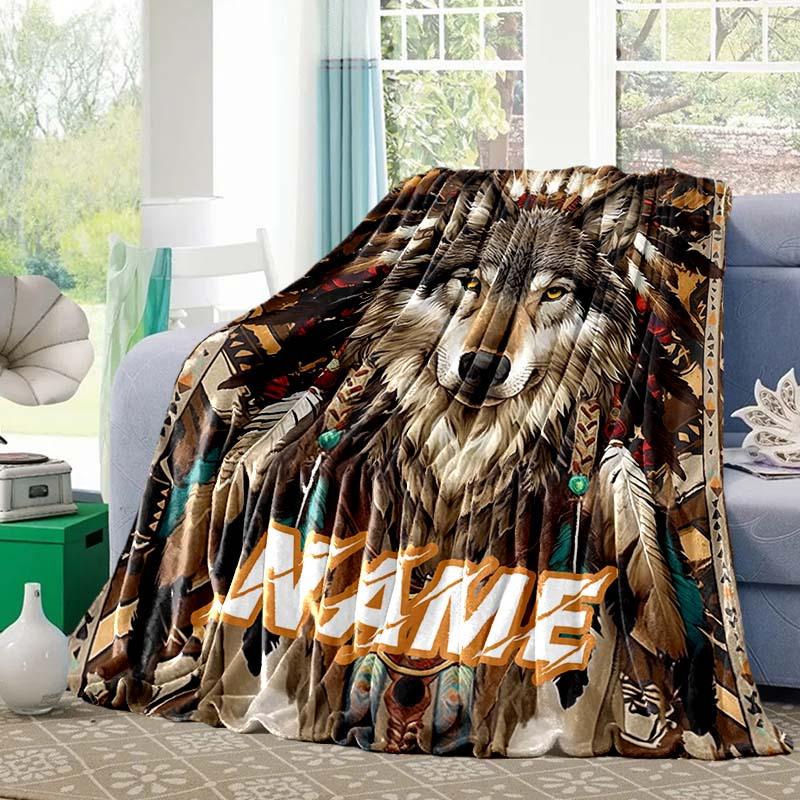 Wolf Feather Customize Your Name Blanket Used For Chair Office Sofa Bed Camping Soft And Warm Giving Friends And Relatives Birthday Graduation Gift