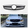 Front Grille For Mercedes-Benz W204 C63 AMG 2012-2014 Only Silver/Black Car Upper Bumper Intake Hood Cover Mesh Grid Grill Kit