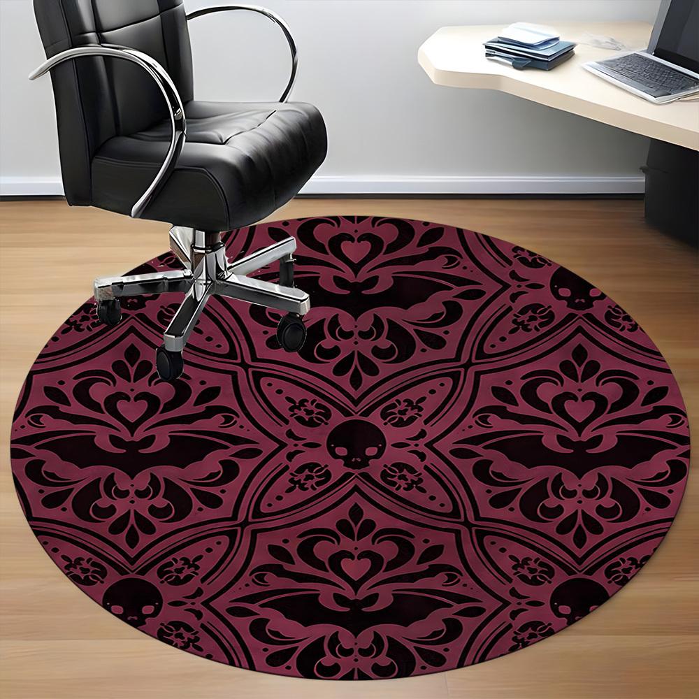 1PCGothic Skulls Office Round Area Rug,  Mat Suitable For Office, Under Office Chairs Bedroom Living Room Home Decor, Room Deco