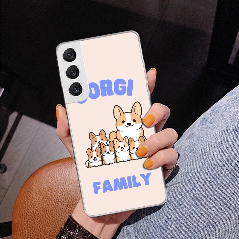 Cartoon Corgi Cute Dog Phone Case For Samsung Galaxy S24 S25 Edge S26 Ultra S23 S22 S21 Plus S20 FE + Personalized Print Cover G