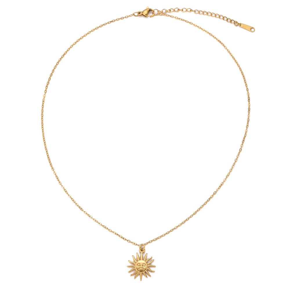 Sunflower Stainless Steel Pendant Necklace - Retro European American Style