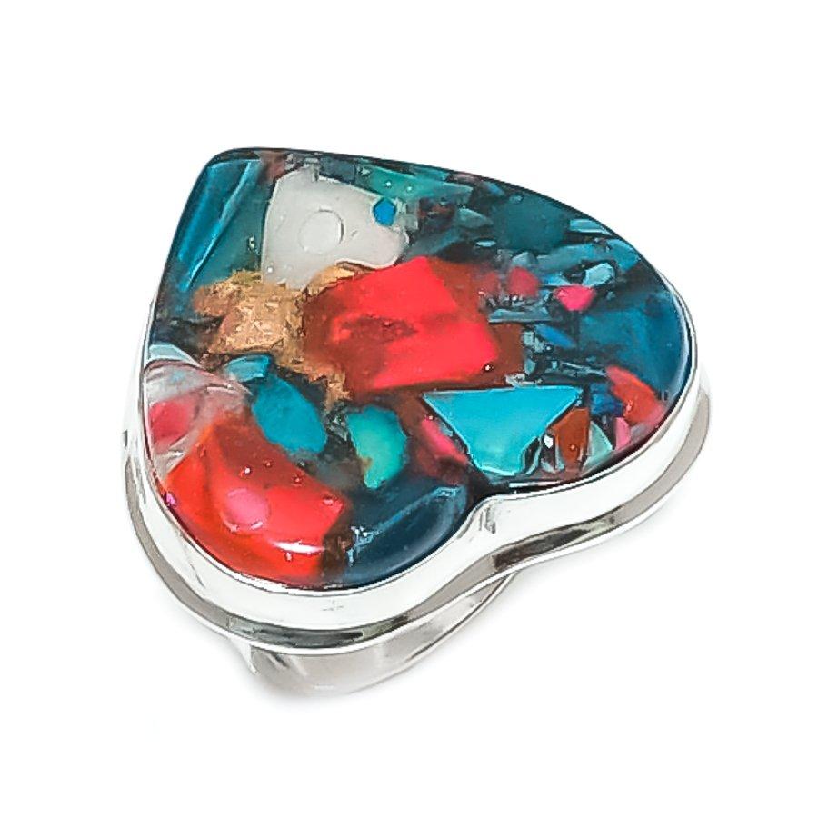 

Spiny Oyster Gemstone Handmade 925 Sterling Silver Jewelry Ring Size 8 I1a93