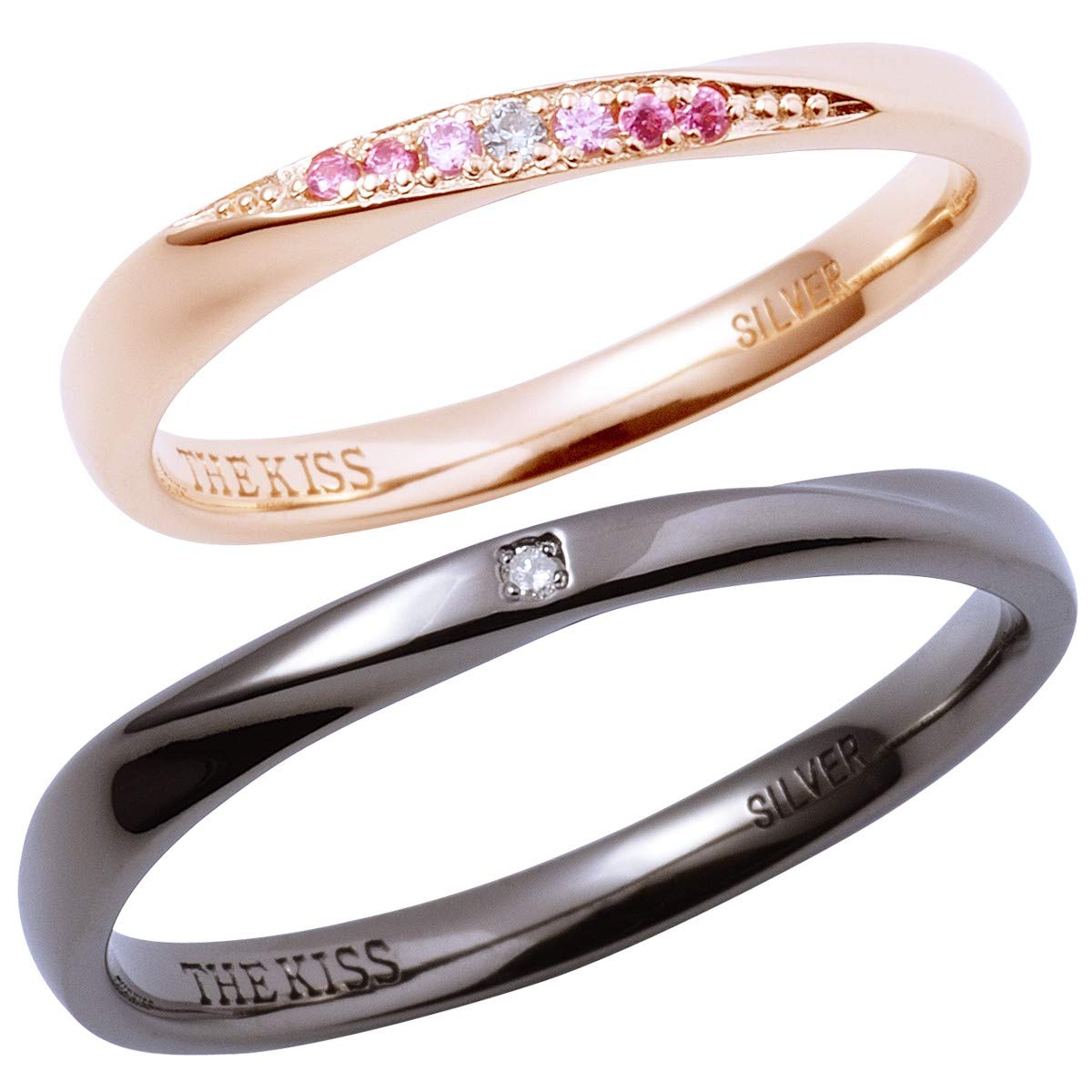 

11 Set of 2 Silver Pairing Simple Couple Anniversary Wrapping Box Included [The Kiss] SR1549DM-1550DM (Дамский Нет. Мужчины Нет. 17)