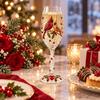 2D Printing Pattern Christmas Wine Glass Red Berries Xmas Bird Cup Bird Glass Goblet  Party