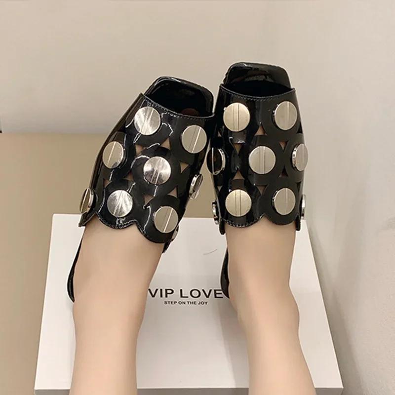 Fashion Designer Women Chunky Slippers Elegant Heeled Sandals Fashion Woman Shoes 2025 Luxury Brand Slides Party Dress New Mujer Zapatos