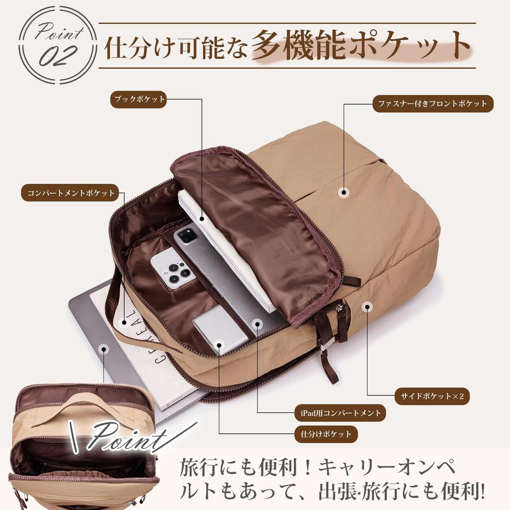 Colosuoa Damen Rucksack mit großer Kapazität, wasserdicht, für Business und Reisen, passend für 15,6-Zoll-Laptop, mit mehreren Taschen, schlichtes und stilvolles Design,