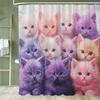 1pc Funny and Creative Surfing Cat and Dog Shower Curtain,Cartoon Bathroom Curtain,Home Polyester Decoration Curtain With Hooks