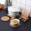 2Pcs Anti Scald Bamboo Pot Holder Square/Round Nonslip Cup Mat  Kitchen Accessory