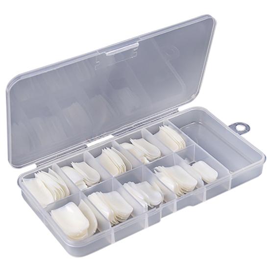 

100 шт. французького повного покриття, акрилові накладні підроблені наконечники з коробкою для зберігання