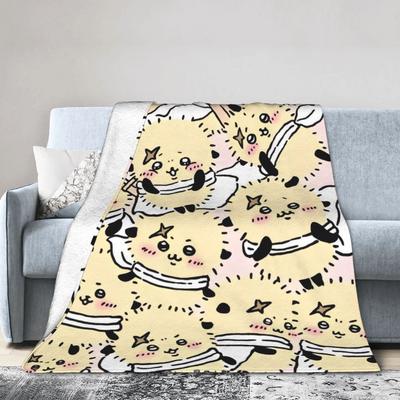 Cute Chiikawa Racco Blanket Fleece Printed Usagi Hachiware Breathable Soft Throw Blankets for Sofa