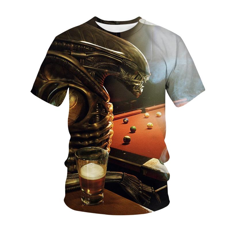 Alien T-Shirts Animal Pattern 3D Print Women Men Casual Short Sleeve T Shirt Y2k Harajuku Streetwear Tees Tops Unisex Clothing