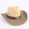 Popular Hollow Breathable Western Cowboy Straw Hat Men's and Women's Summer Sunshade Sunscreen Wide-brimmed Beach Hat