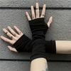1 Pair of Black Hippie Style Fingerless Gloves, Wrist Guards, Suitable for Summer Outdoor Activities and Street Dance