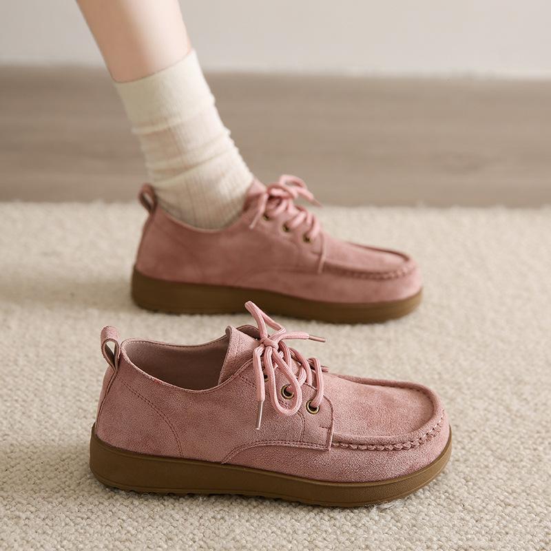 

Женские туфли на плоской подошве, весенняя новинка, ретро, универсальные, на мягкой подошве, повседневные туфли на шнуровке, туфли Doudou 40 розовый