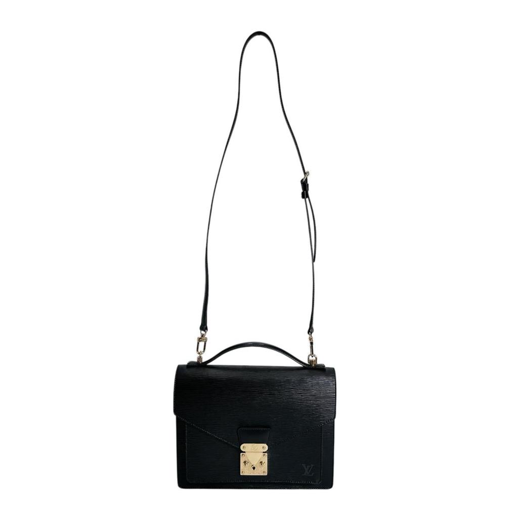 Louis Vuitton Epi Monceau Handbag Epi Leather Black Women M52792 Used