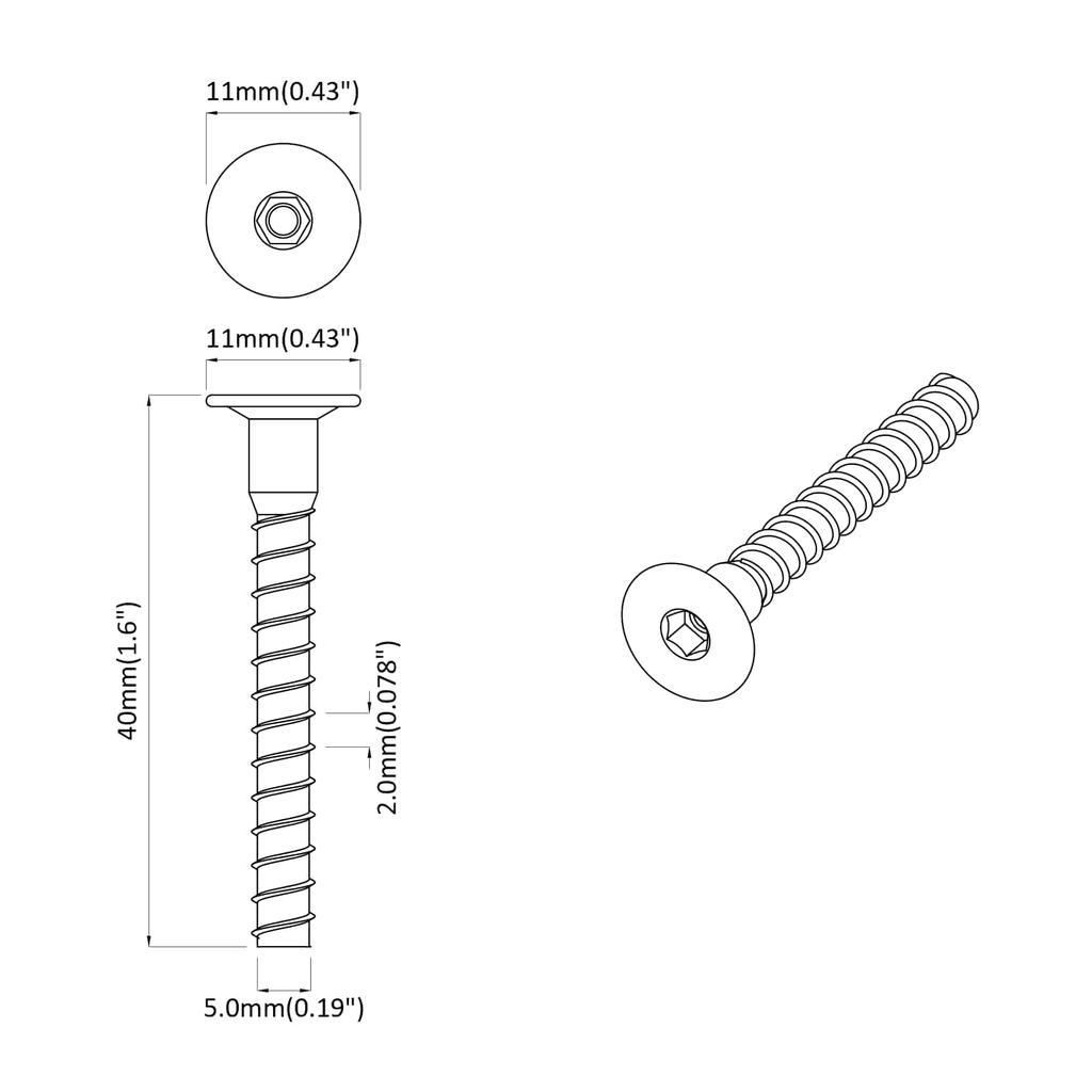 Screw 12 Pcs Zinc Coated 5 X 40 Mm Iron
