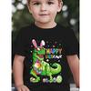 European Sizes Children Boys' Casual Summer T-Shirt | "HAPPY EASTRAWR" Letter Bunny Ears Dinosaur, Easter Egg Print Regular Fit