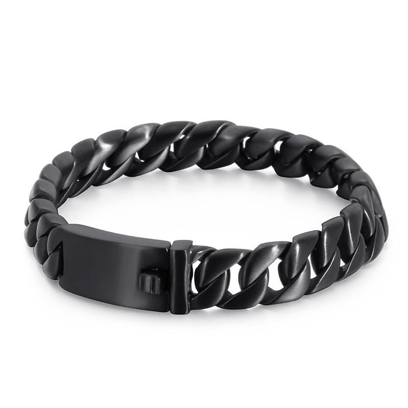 Heavy Punk Gold Color Curb Cuban Chain Bracelet CZ Zircon Men Women Hiphop Black Stainless Steel Bike Biker Bangle Jewelry