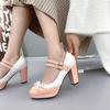 FOREADA Women Mary Janes Pumps Round Toe Glove Shoes Thick High Heels Lolita Buckle Mixed Colors Bow Ladies Fashion Shoes Spring Autumn