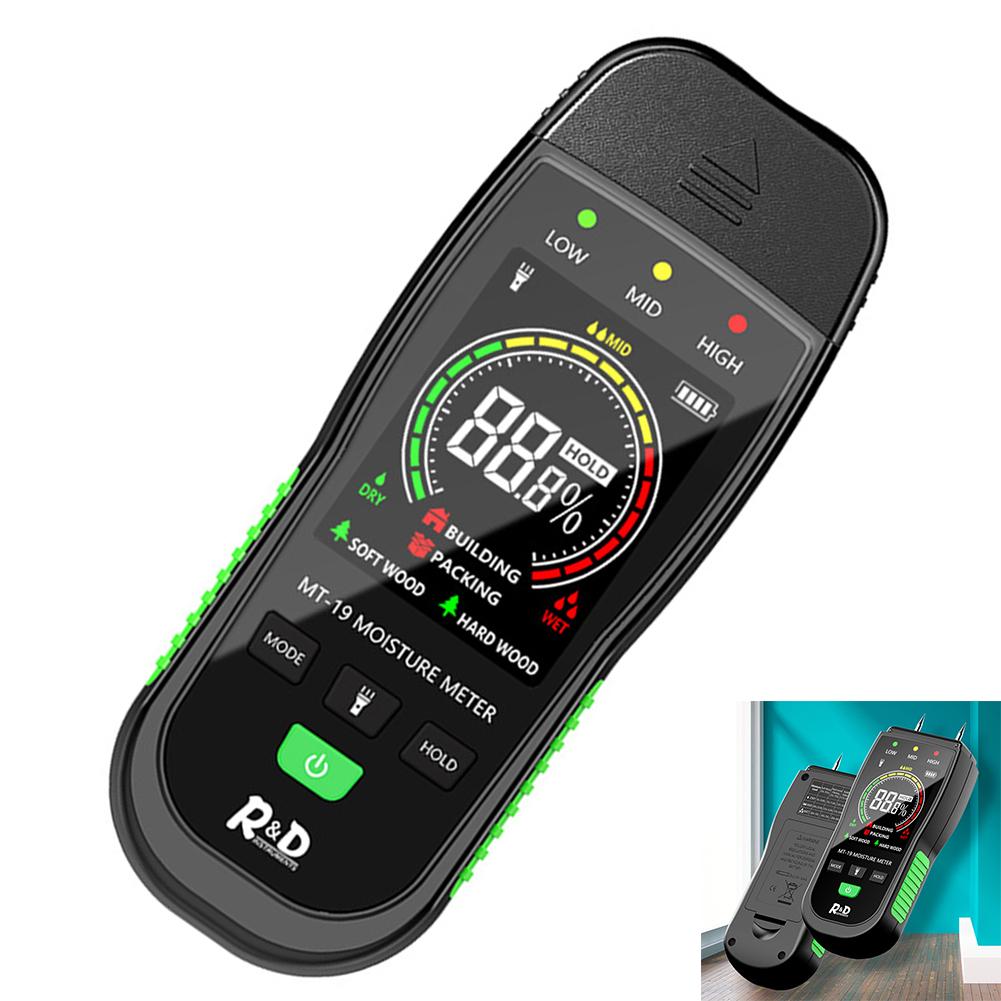 Digital Mold Detector Backlit LCD Screen 2 Pins Wood Humidity Tester Auto Power Off Portable for Walls Firewood Drywall Concrete
