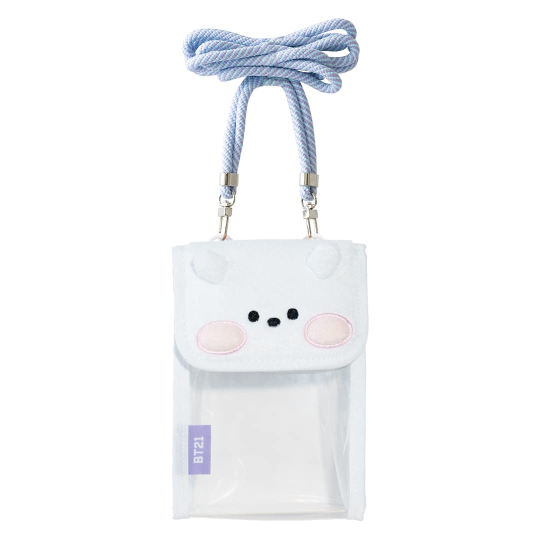 Solomon Shoji BT21 Minini ПВХ Сумка, Прозрачный Пенал, Чехол для Смартфона, Мини Сумка на Плечо, Сумка на Плечо для Смартфона, Управляет, Оставаясь Очаровательной (RJ)