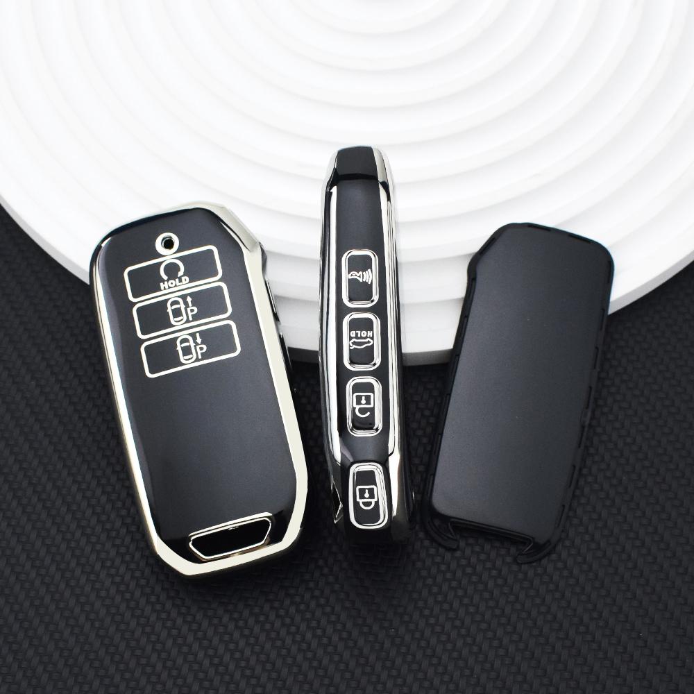 

Чехол для автомобильного ключа из ТПУ с 7 кнопками, серебристый край, для KIA Seltos Sportage NQ5 Sorento Mq4 GT LINE K5 DL3 Carnival Ev6 2021 2020 чёрный