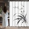 1pc Elegant Orchid Shower Curtain - 72x72", Asian Ink Wash Design, Waterproof, for Home & Hotel Bathrooms