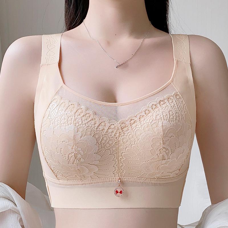 Seamless Lingerie Women's Thin Frameless Gathering Bra Beautiful Back Bra Women's Anti-sagging and Breast Retraction Bra Push Up Bra