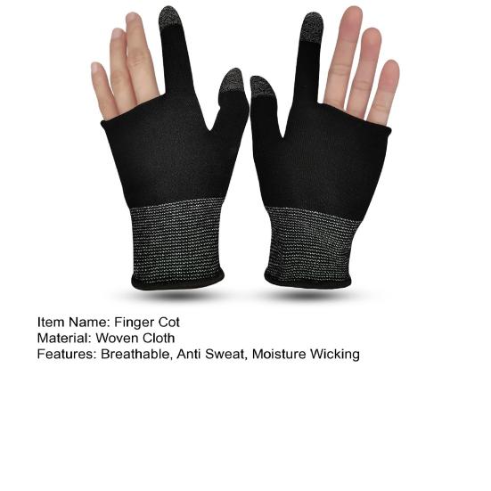 1 Pair Gaming Grip Gloves Two-finger Touch Super Sweat Proof No Latency High Sensitivity Breathable Sensitive Touch Screen Fingertips